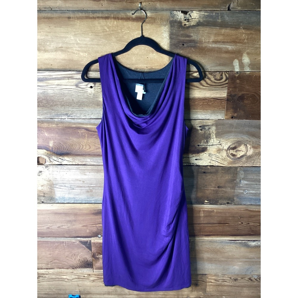 Athleta Inverse Reversible Dress Gray Purple Modal Knee Length Stretchy Size M